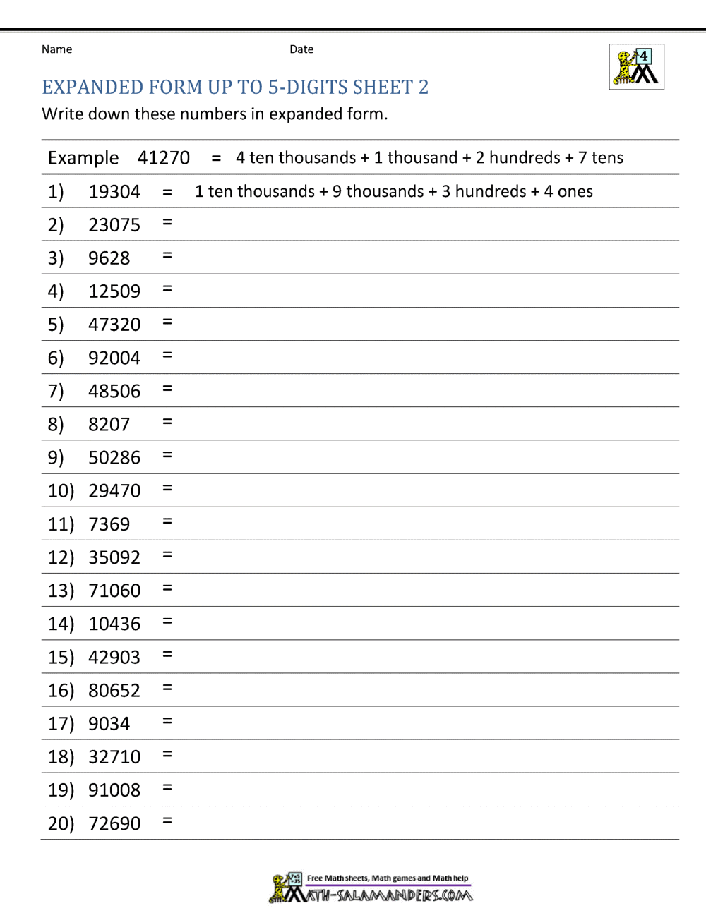 place value expanded form worksheet