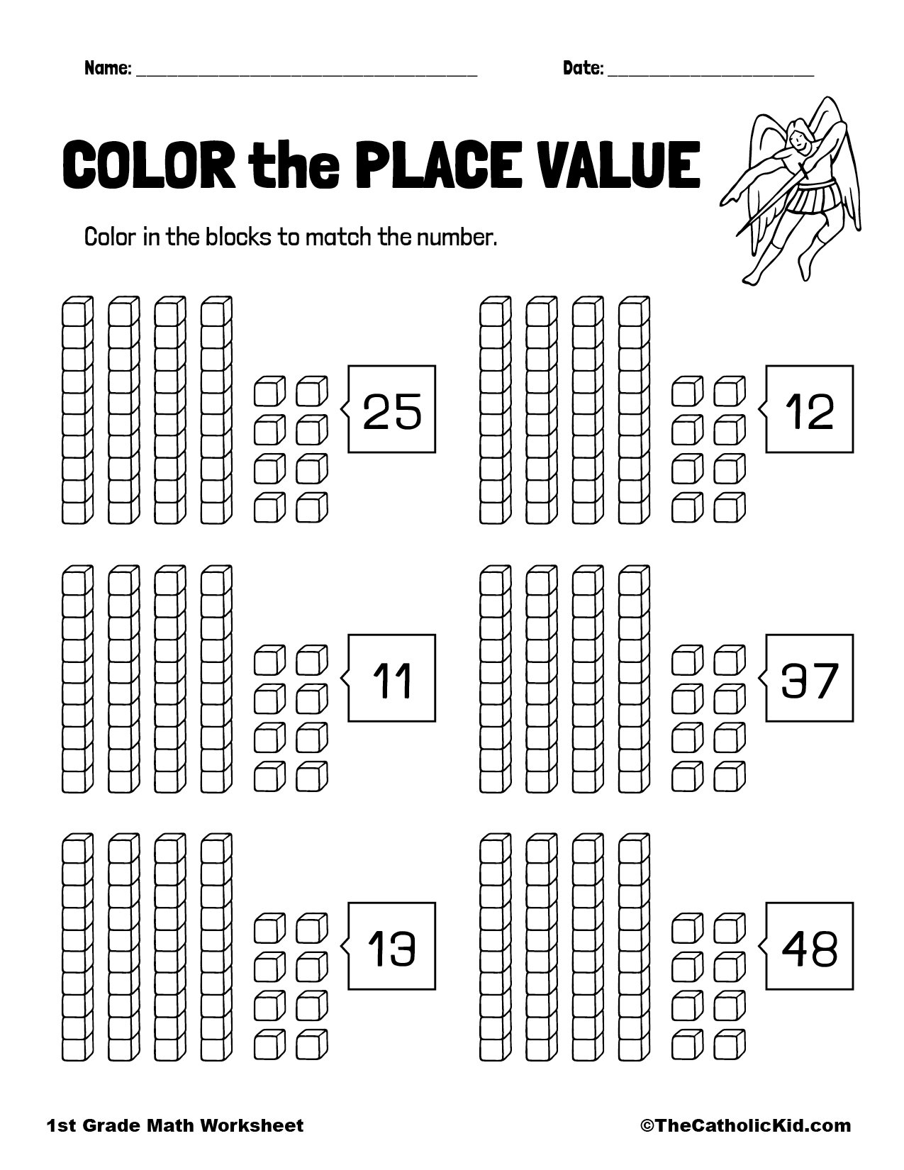 Color the Place Value Worksheet - TheCatholicKid.com