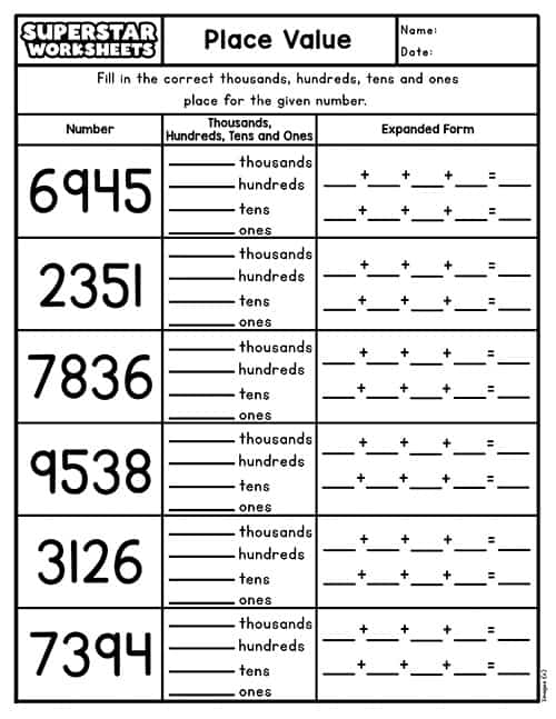 Place Value Worksheets -Worksheets Library