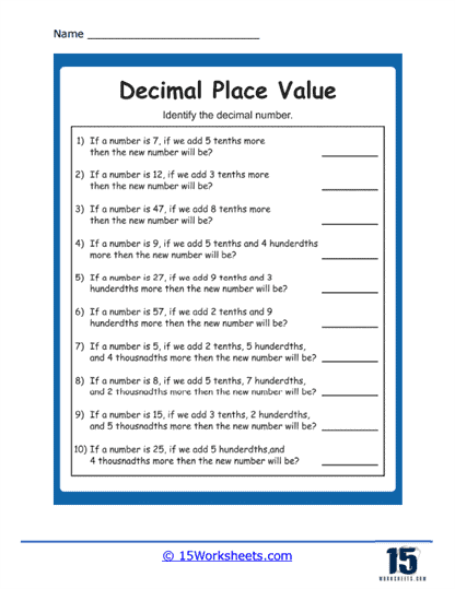 Place Value of Decimals Worksheets - 15 Worksheets Library