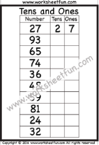 place value kindergarten worksheet