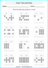 Printable Place Value worksheets and exercises for math grades 1 to 5
