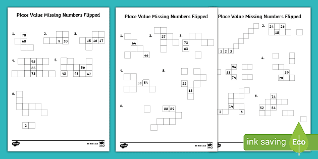 place value missing numbers worksheet