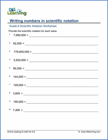 Grade 6 Place Value &  Scientific Notation Worksheets | Worsheets library