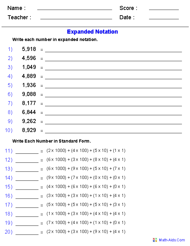Place Value Worksheets | Place Value Worksheets for Practice
