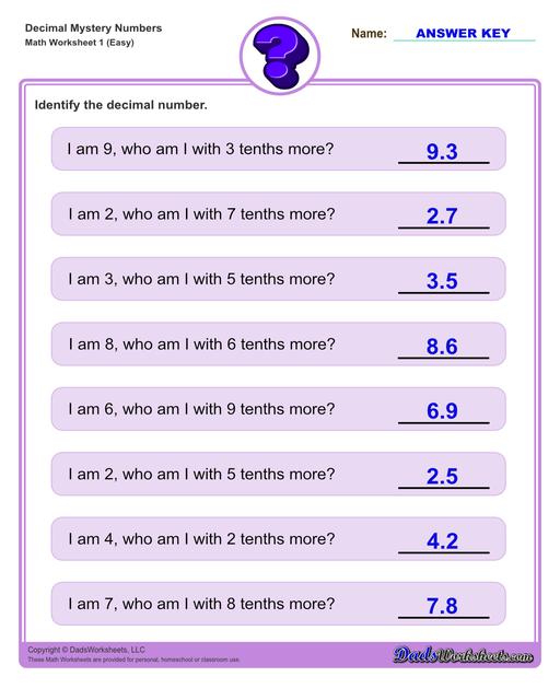 place value of decimals worksheet