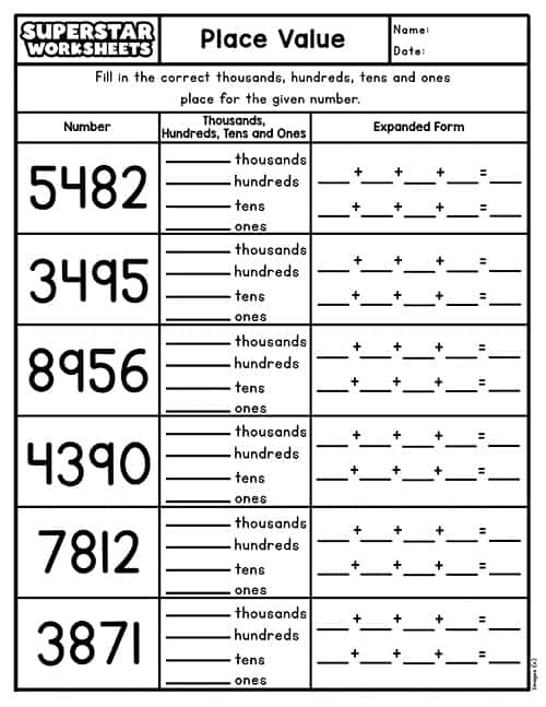 Place Value Worksheets -Worksheets Library