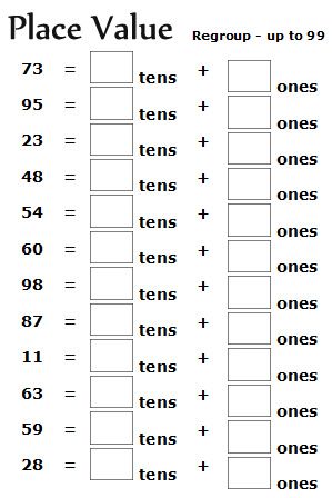 place value printable worksheet for grade 2
