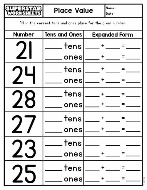 Place Value Worksheets -Worksheets Library