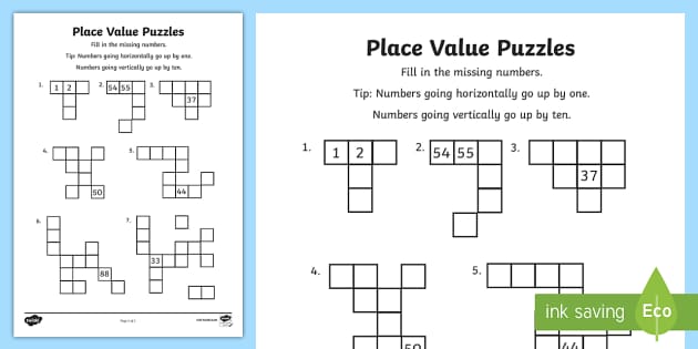 Year 2 Place Value Puzzles Worksheet / Worksheet - Twinkl