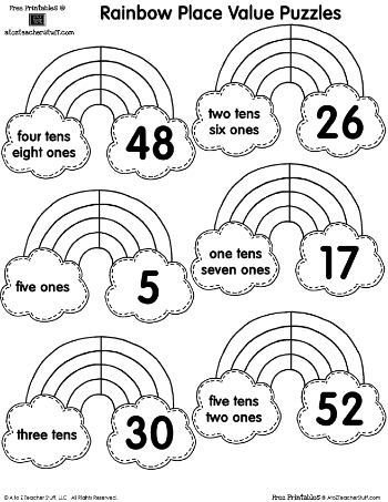 Rainbow Printable Place Value Puzzles | A to Z Teacher Stuff ...