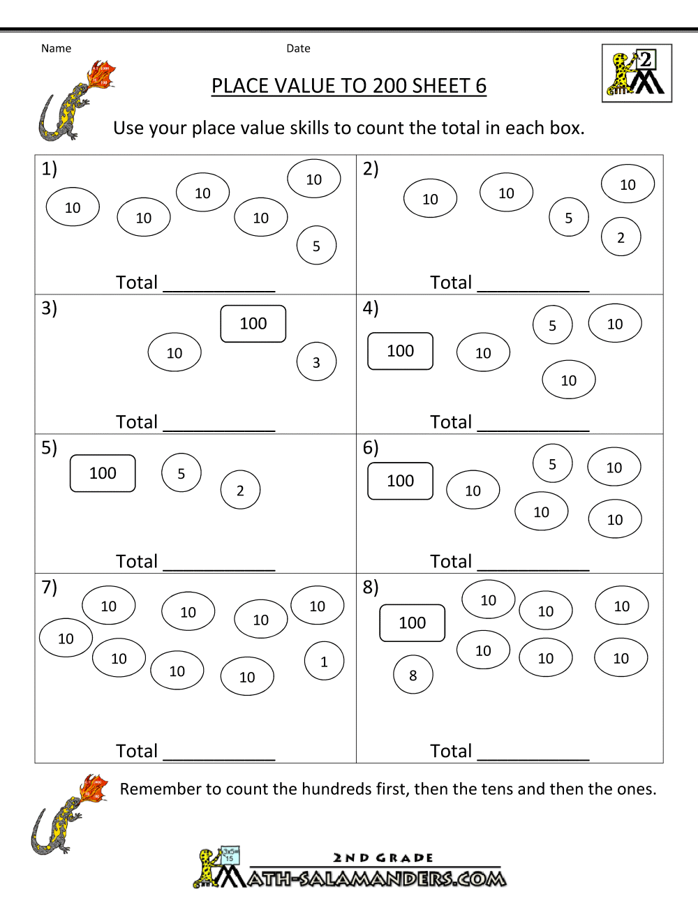 place value second grade worksheet