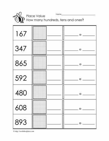 Place Value to 1000 Worksheets