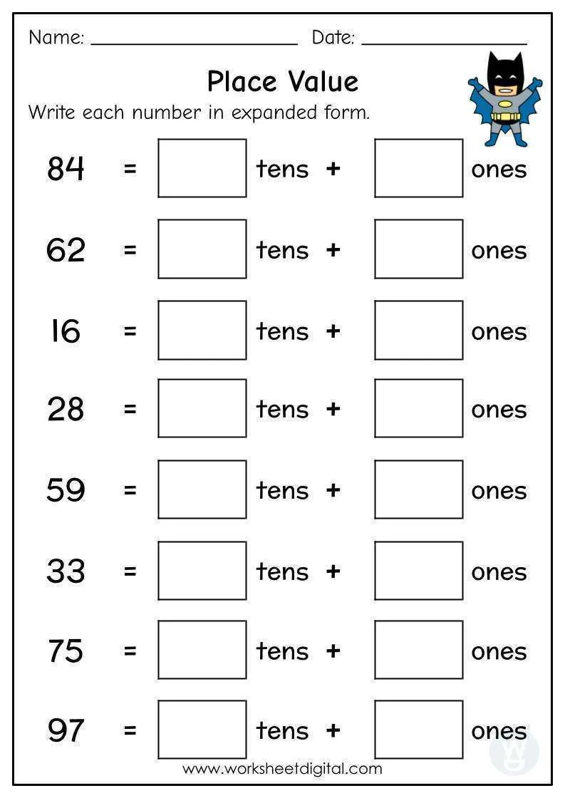 place value tens ones worksheet