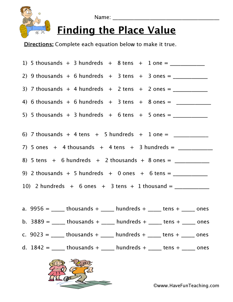 THTO Place Value Worksheet  