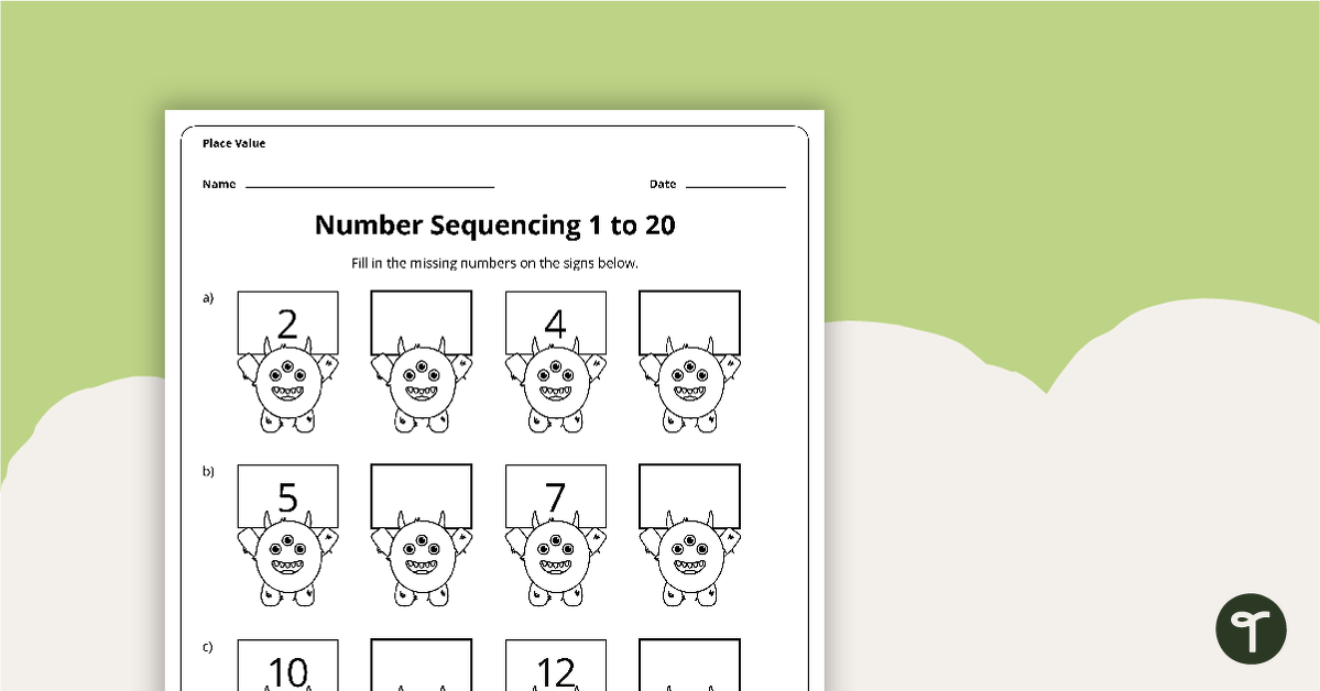 place value to 20 worksheet