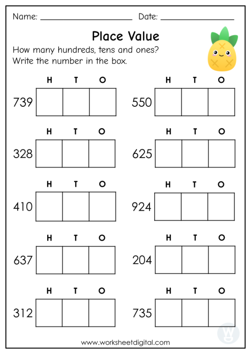 place value to hundreds worksheet
