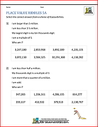 Place Value Worksheet - up to 10 million