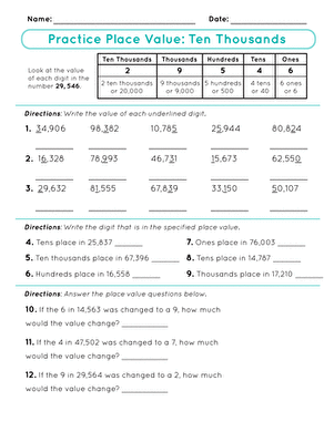 Practice Place Value: Ten Thousands | Worksheet 