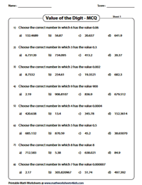 place value with decimals worksheet pdf