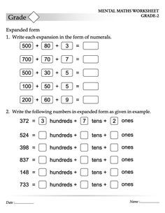 place value worksheet 2nd grade expanded form