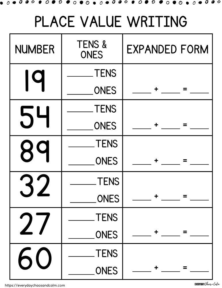 place value worksheet 2nd grade free printable