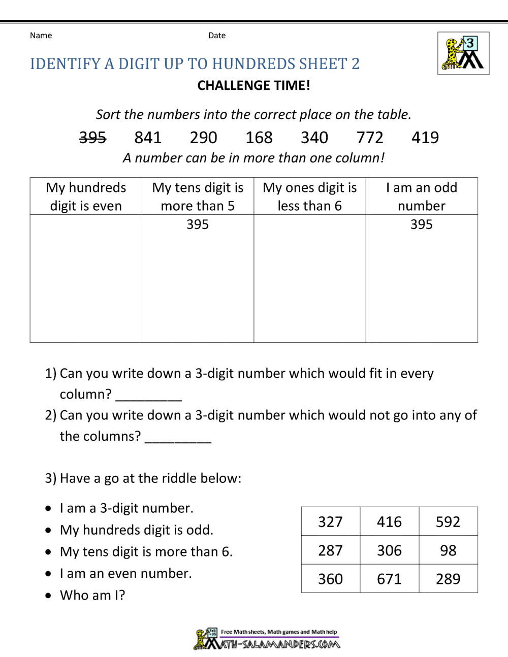 place value worksheet 2nd grade free