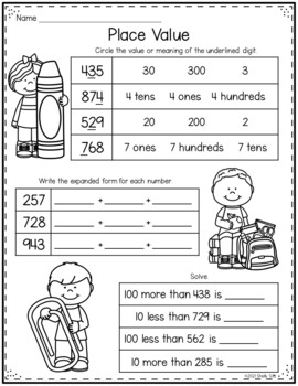 Place Value Worksheets for second grade by Shelly Sitz worksheets library