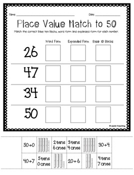 Place Value Worksheets for First and Second Grade