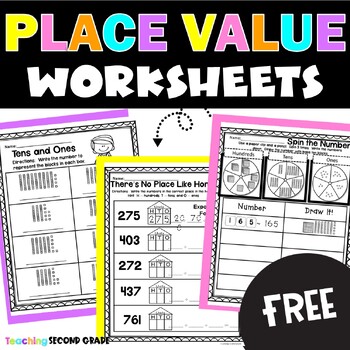 Free Place Value Worksheets for 1st and 2nd Grade Math Review Practice