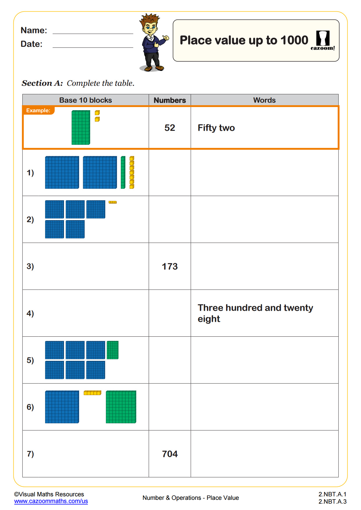 Place Value up to 1000 | 2nd Grade PDF Number and Operations ...