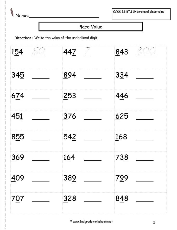Second Grade Place Value Worksheets