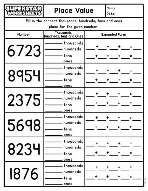 Place Value Worksheets -Worksheets Library