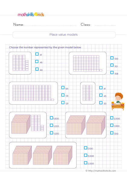 Free printable 4th Grade number sense worksheets for extra practice