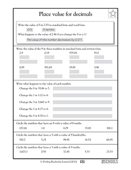 Place value for decimals | 4th grade Math Worksheet | GreatSchools