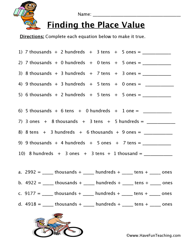 Four Digit Place Value Worksheet  