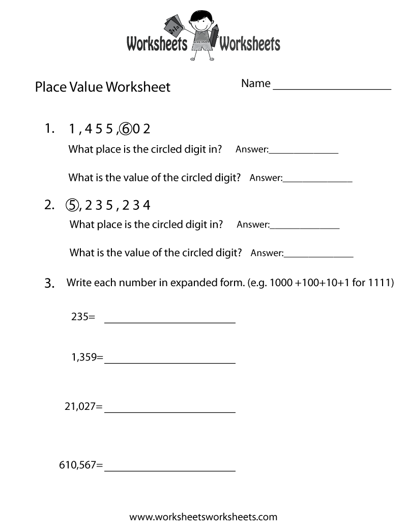 place value worksheet 6th grade free