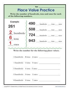 place value worksheet addition and