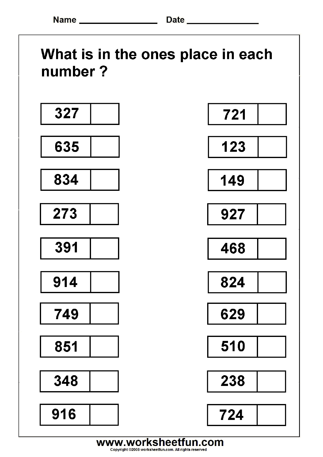 Ones Place Value - 2 Worksheets / FREE Printable Worksheets ...