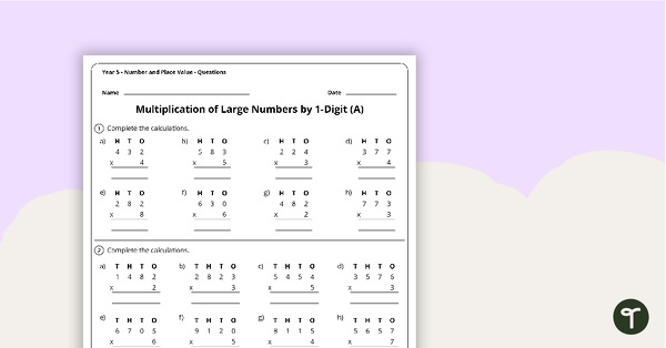 Number and Place Value Worksheets - Year 5 | Teach Starter