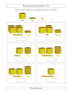 Base Ten Blocks Worksheets