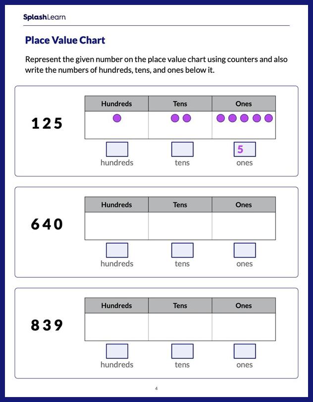 place value worksheet common core first grade