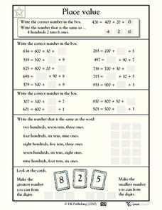 place value worksheet common