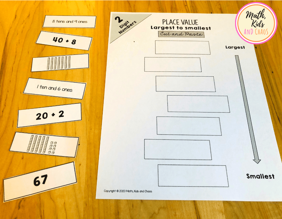 Place value cut and paste printables for ordering numbers - Math ...