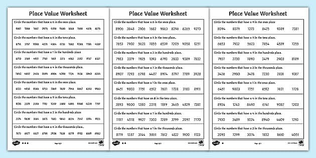 Place Value Worksheet 4 Digits (teacher made) - Twinkl