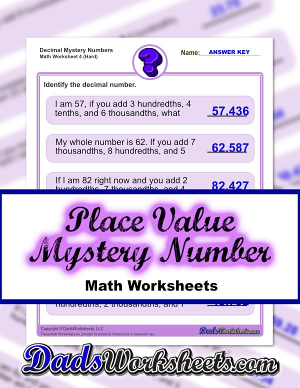 place value worksheet dad