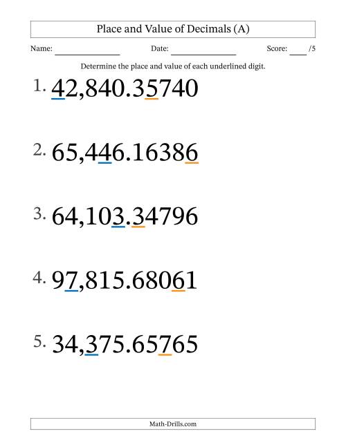 Determining Place and Value of Decimal Numbers from Hundred ...