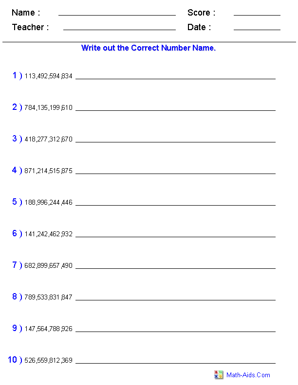Place Value Worksheets | Place Value Worksheets for Practice