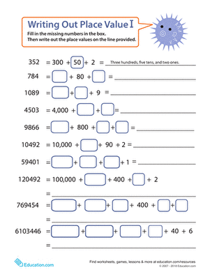 place value worksheet education com