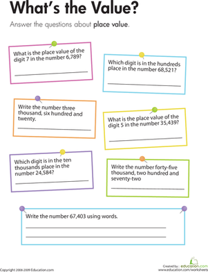 place value worksheet education com